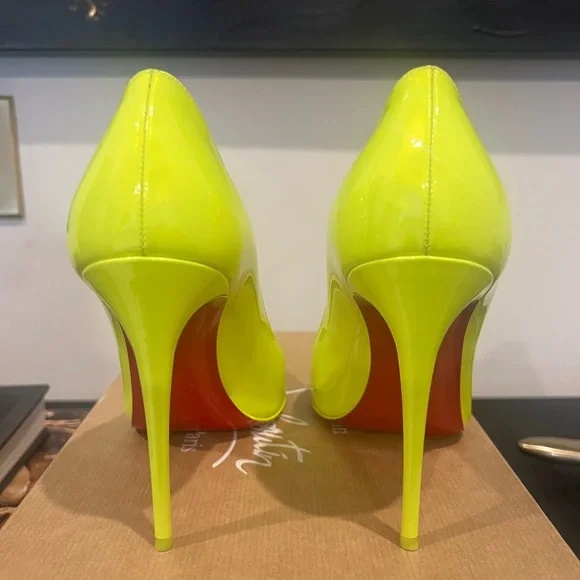 Kate 100 Christian Louboutin Neon Yellow size 38.5 - Picture 4 of 10